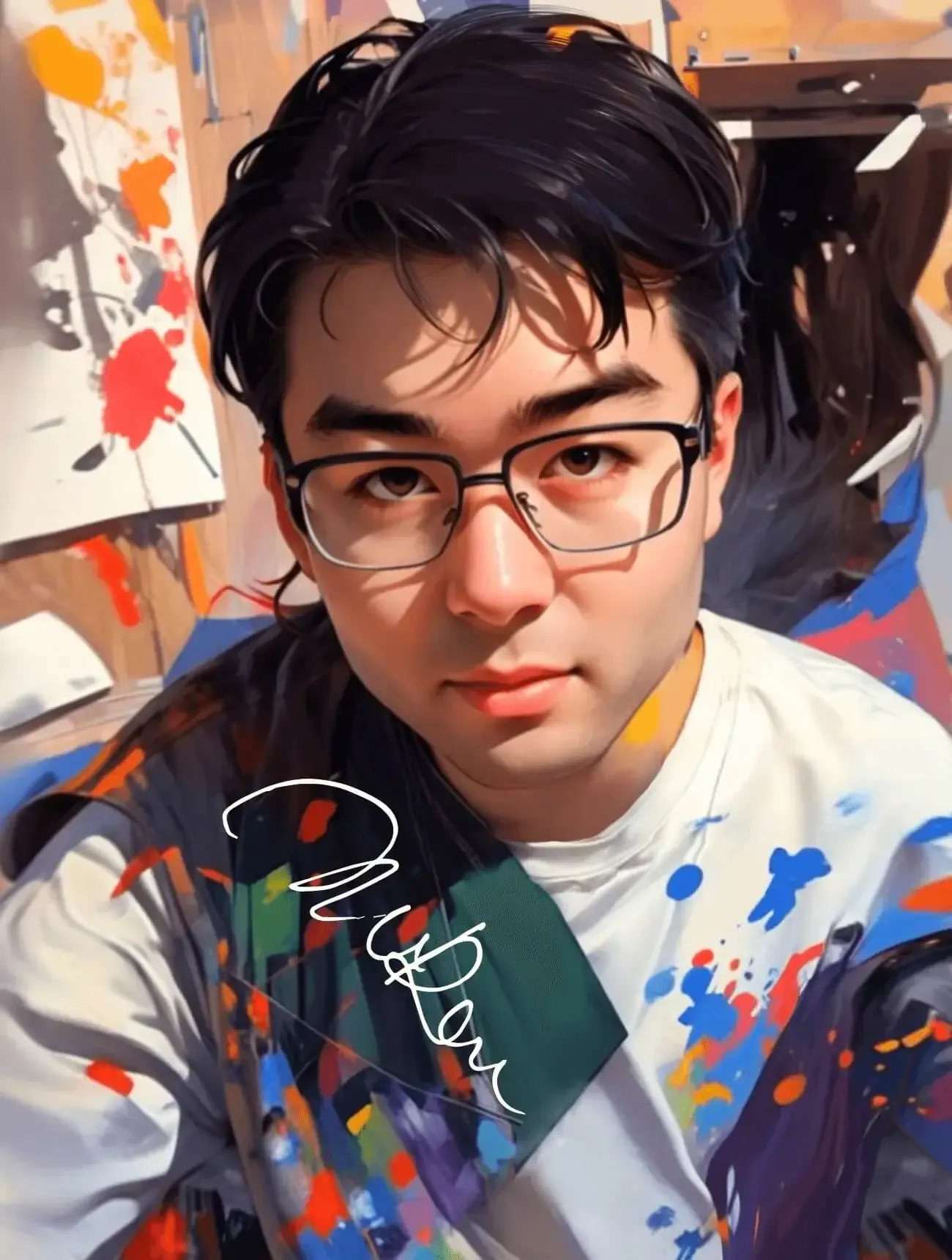 Portrait illustration of JoinAI co-founder Run Wu.