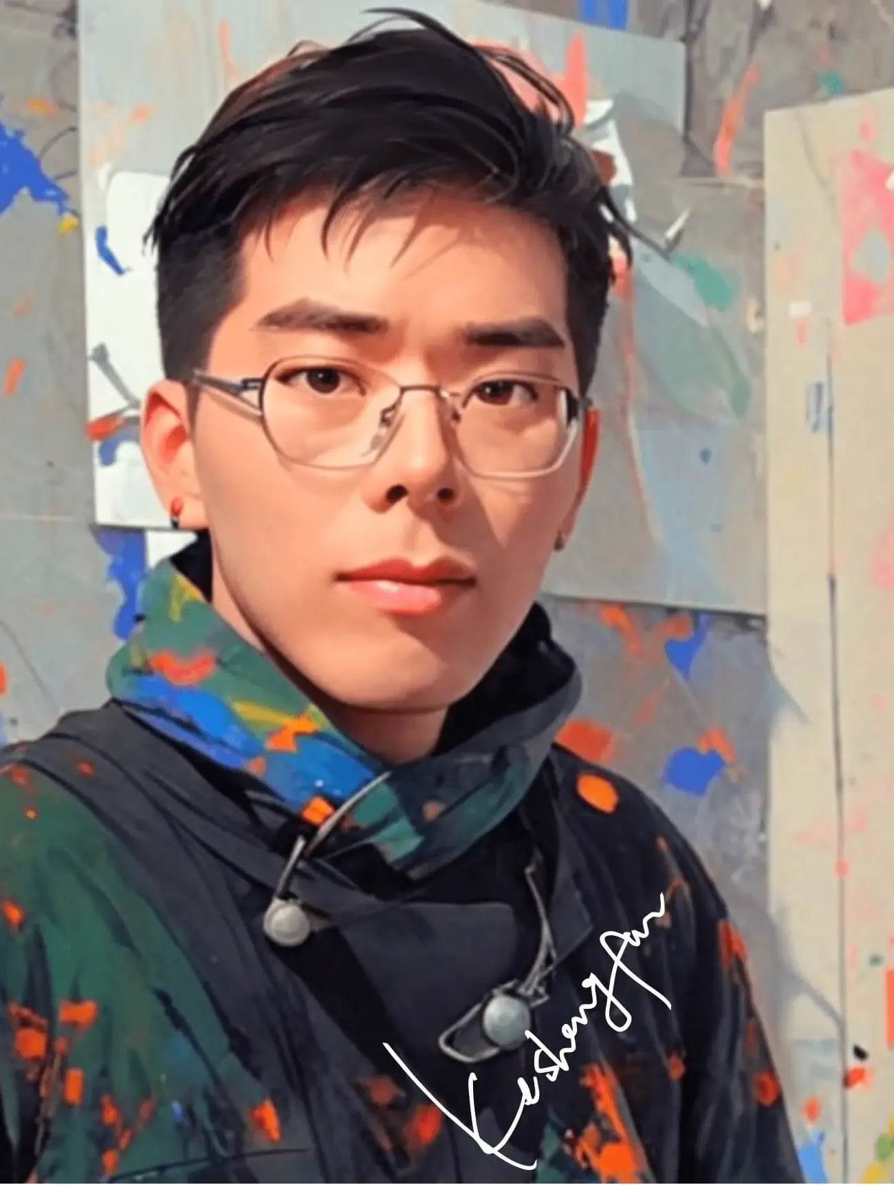 Portrait illustration of JoinAI co-founder Shengfan Ke.