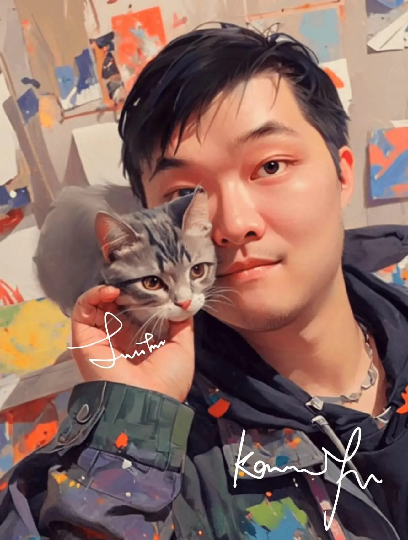 Portrait illustration of JoinAI founder Kaiwen Yu.